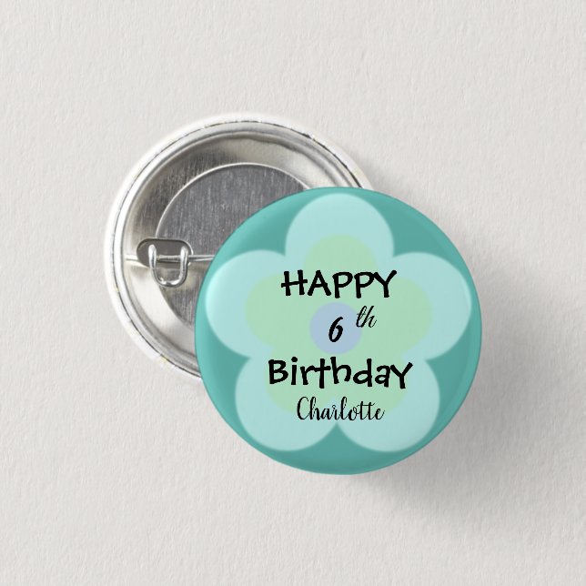 Niedliche farbige Daisy Blume Muster Geburtsname Button (Vorne & Hinten)