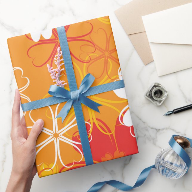 Niedliche farbige Daisy Illustration Blumenmuster Geschenkpapier (Schenken)