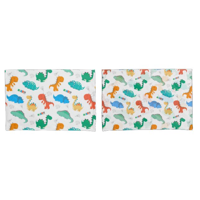 Niedliche Farbige Dinosaurier Illustriertes Muster Kissenbezug (Vorderseite-Set)