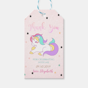 Niedliche farbige Einhorn, Sterne, rosa Punkte Geschenkanhänger