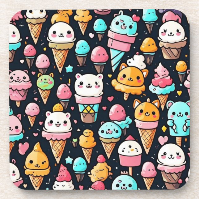 Niedliche, farbige Eistöcken Getränkeuntersetzer (Vorderseite)