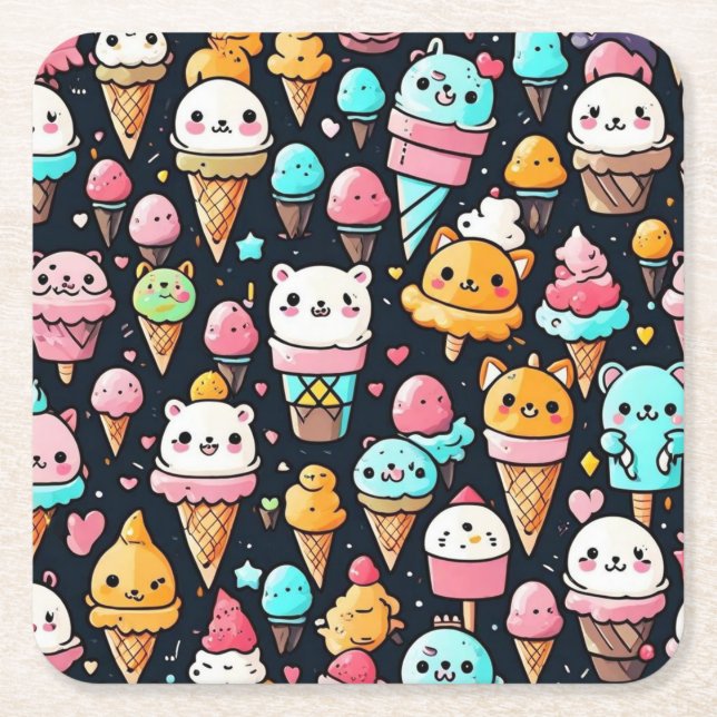 Niedliche, farbige Eistöcken Rechteckiger Pappuntersetzer (Vorderseite)