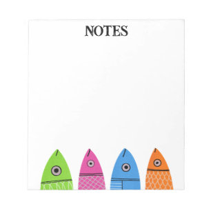 Niedliche Farbige Fische Notepad Notizblock