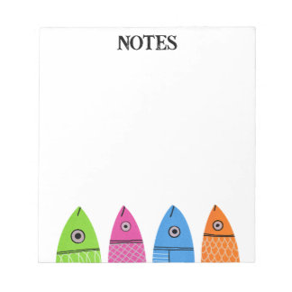 Niedliche Farbige Fische Notepad Notizblock