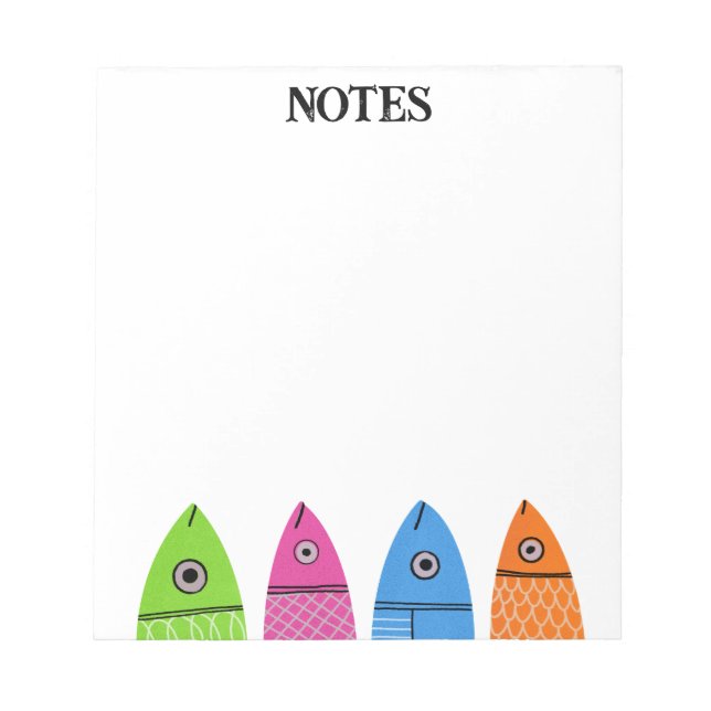 Niedliche Farbige Fische Notepad Notizblock (Vorderseite)