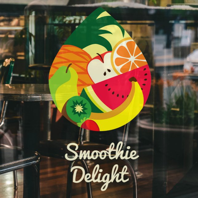 Niedliche Farbige Fruchtsaft Smoothie Logo Custom  Fensteraufkleber (Von Creator hochgeladen)
