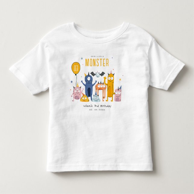 Niedliche Farbige Gelbe Party Monster Kindergeburt Kleinkind T-shirt (Vorderseite)