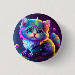Niedliche Farbige Katze Digitales Kunstwerk-79827 Button