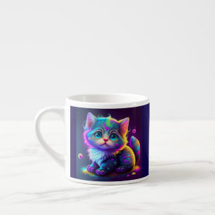 Niedliche Farbige Katze Digitales Kunstwerk-79827 Espressotasse