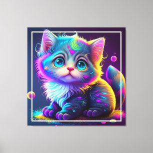 Niedliche Farbige Katze Digitales Kunstwerk-79827 Leinwanddruck