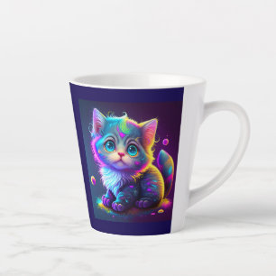 Niedliche Farbige Katze Digitales Kunstwerk-79827 Milchtasse