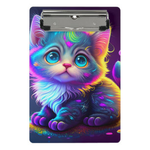 Niedliche Farbige Katze Digitales Kunstwerk-79827 Mini Klemmbrett