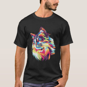 niedliche, farbige Katze für kätzliche, blaue Auge T-Shirt