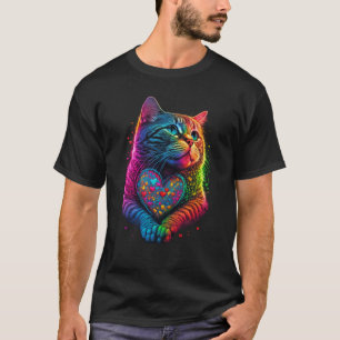 Niedliche farbige Katze für weibliche Mädchen Männ T-Shirt