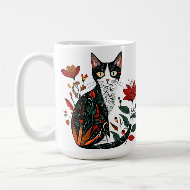 Niedliche farbige Katze Kaffeetasse (Links)