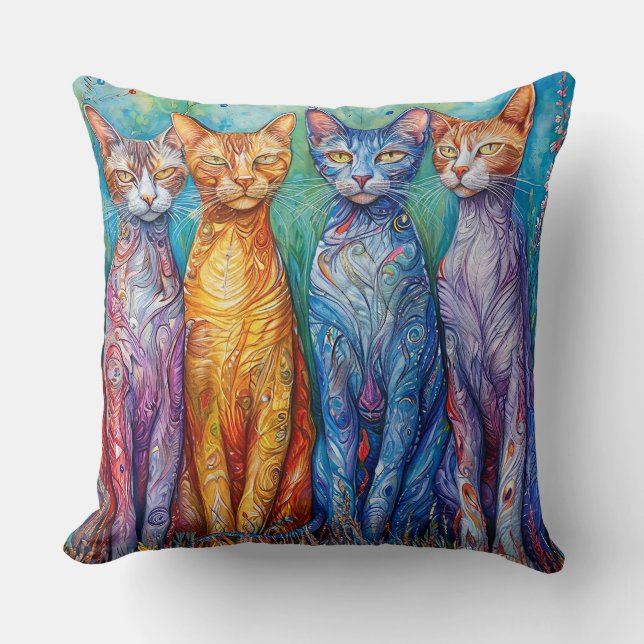 Niedliche farbige Katzen Kissen (Vorderseite)