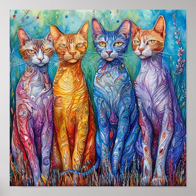 Niedliche farbige Katzen Poster (Vorne)