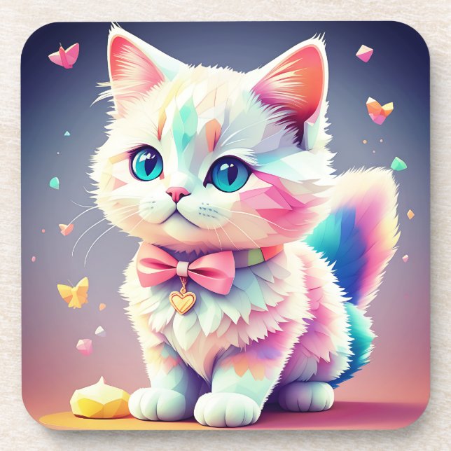 Niedliche Farbige Kitten-84301 Getränkeuntersetzer (Vorderseite)