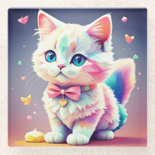 Niedliche Farbige Kitten-84301 Glasuntersetzer