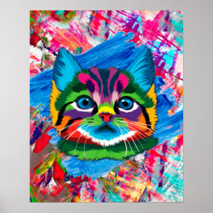 Niedliche farbige Kitten Cat Whimsical Poster