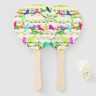 Niedliche Farbige Musical Birds Symphony Hand Fan Fächer