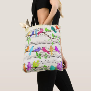 Niedliche Farbige Musical Birds Symphony Tote Bag