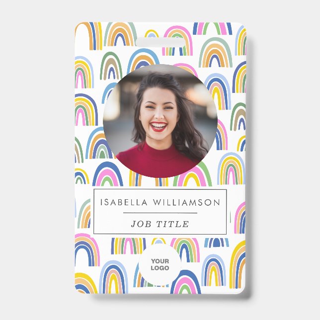 Niedliche farbige Rainbow Employee Foto ID  Ausweis (Vorderseite)