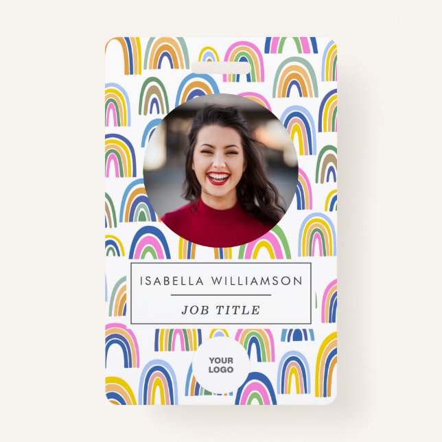 Niedliche farbige Rainbow Employee Foto ID  Ausweis (Vorderseite)