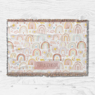 Niedliche farbige Regenbogen und Daisy-Blume Abstr Decke