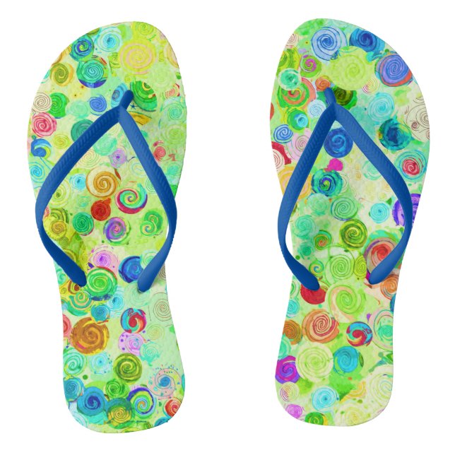 Niedliche farbige Spiralkosmosemuster Flip Flops (Fußbett)
