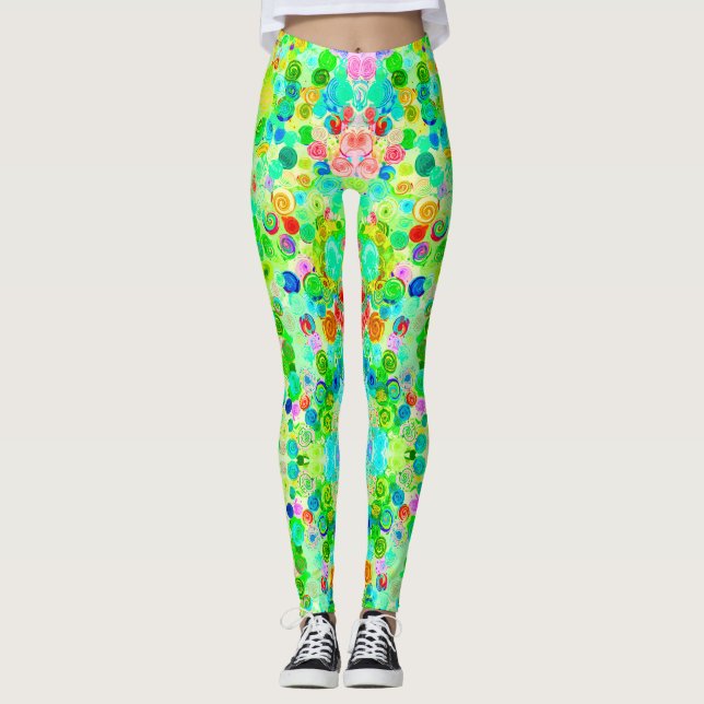 Niedliche farbige Spiralkosmosemuster Leggings (Vorderseite)