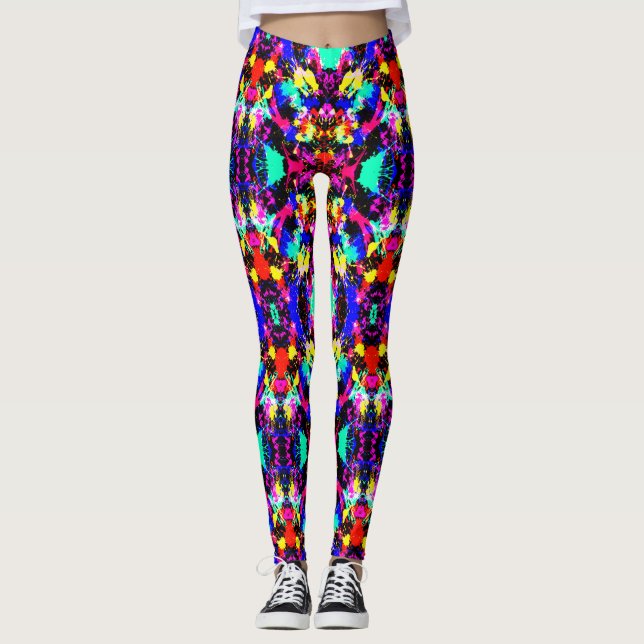 Niedliche farbige Spritzer-Lackkarosse Leggings (Vorderseite)