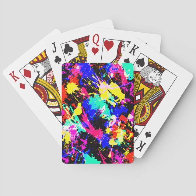 Niedliche farbige Spritzer-Lackkarosse Spielkarten (Rückseite)