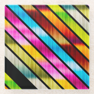 Niedliche, farbige Streifen Glasuntersetzer