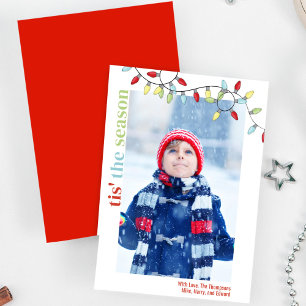 Niedliche Farbige String Lights Weihnachts-Foto Feiertagskarte