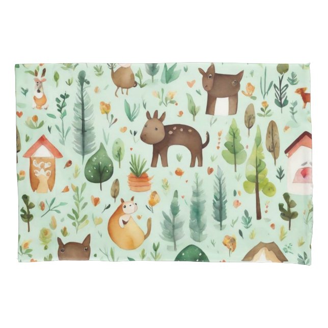 Niedliche farbige Tiere Kissenbezug (Vorderseite)