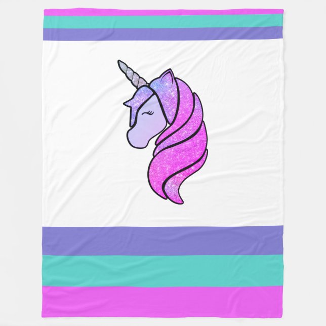 Niedliche farbige Unicorn Fleece Blanket (Vorderseite)