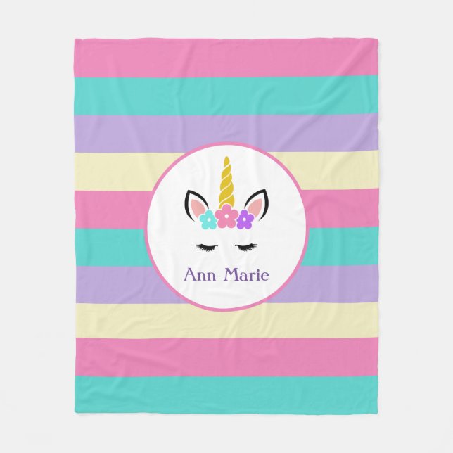 Niedliche farbige Unicorn Fleece Blanket (Vorderseite)