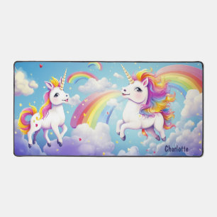Niedliche Farbige Unicorns Rainbows Girl Personali Schreibtischunterlage
