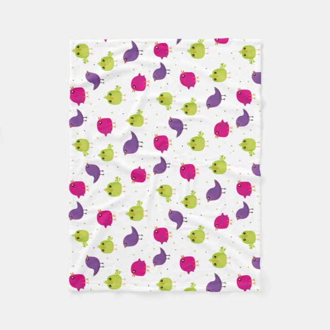 Niedliche, farbige Vögel Fleecedecke (Vorderseite)