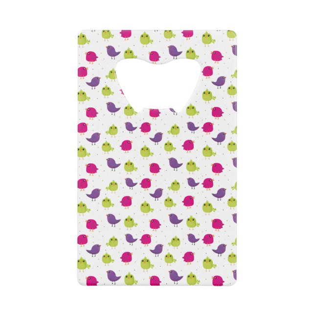 Niedliche, farbige Vögel Geldbeutel Flaschenöffner (Vorderseite)