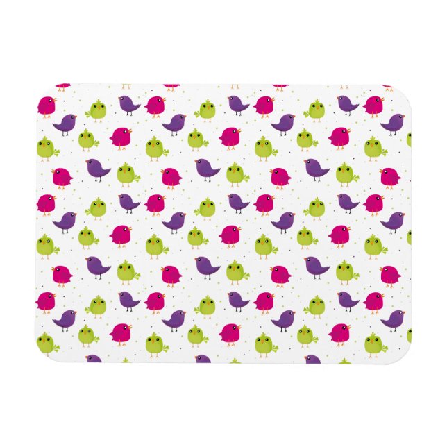 Niedliche, farbige Vögel Magnet (Horizontal)