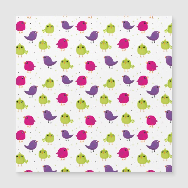 Niedliche, farbige Vögel Magneteinladung (Vorderseite)