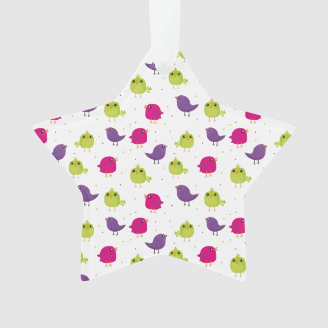 Niedliche, farbige Vögel Ornament (Vorderseite)