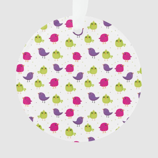 Niedliche, farbige Vögel Ornament (Vorderseite)