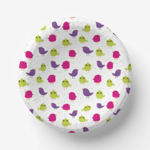 Niedliche, farbige Vögel Pappteller