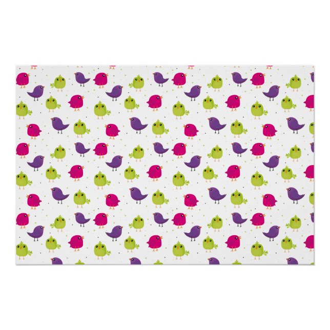 Niedliche, farbige Vögel Poster (Vorderseite)