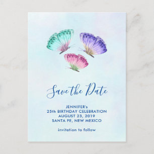 Niedliche, farbige Wasserfarben Save the Date Postkarte