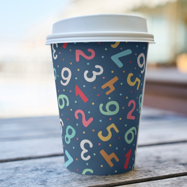 Niedliche farbige Zahlen Muster Blau Kindergeburts Pappbecher (Von Creator hochgeladen)