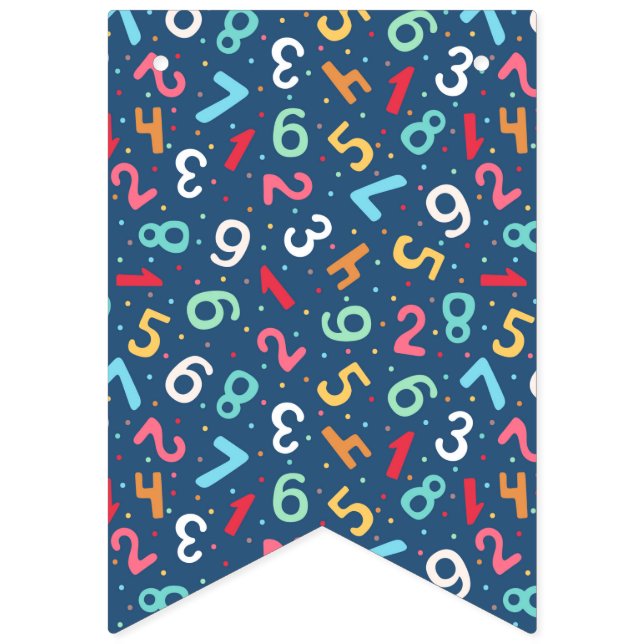 Niedliche farbige Zahlen Muster Blau Kindergeburts Wimpelkette (Erste Fahne)